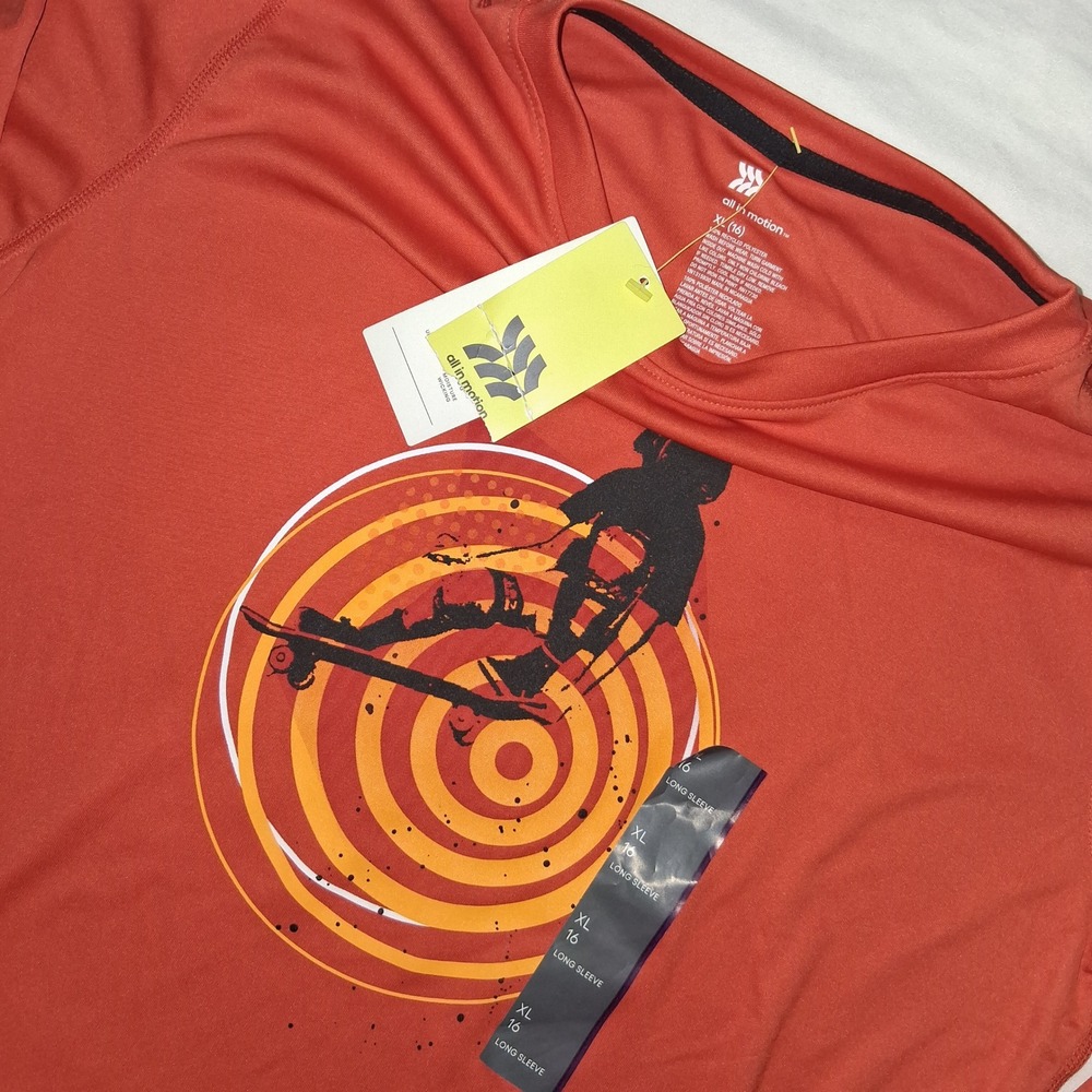 All in Motion Boys XL Long Sleeve Skateboard Graphic Activewear T-Shirt‎